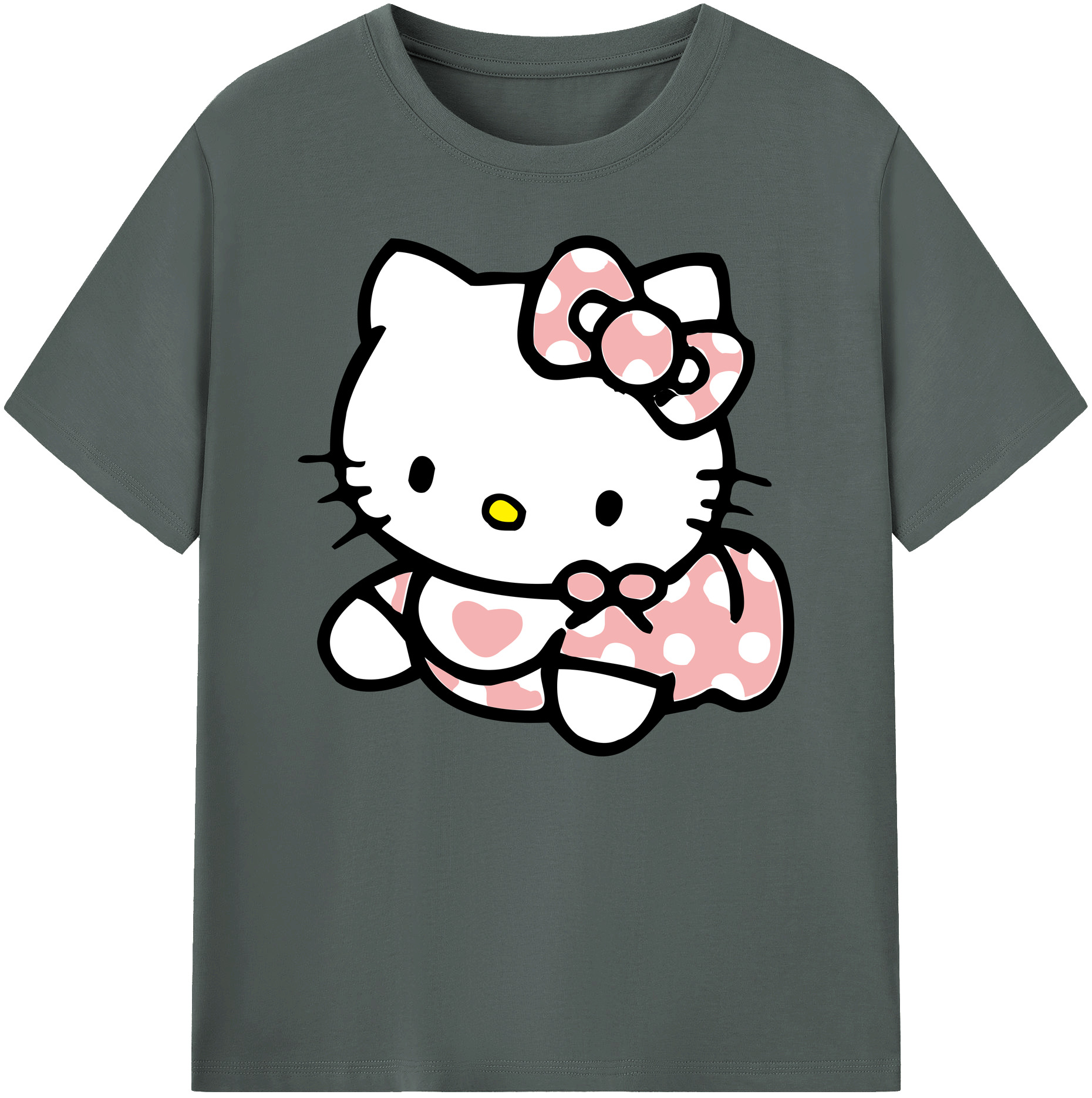 （画像用） Hello Kitty ハローキティ 綿100％ メンズ半袖Tシャツ｜肌触りやわらか＆通気性